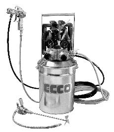 The regulator also works as a pulsation damper Reduction valve with gauge for precise settings of the air pressure An Ecco 65 S spray gun including a paint nozzle that can handle the most common