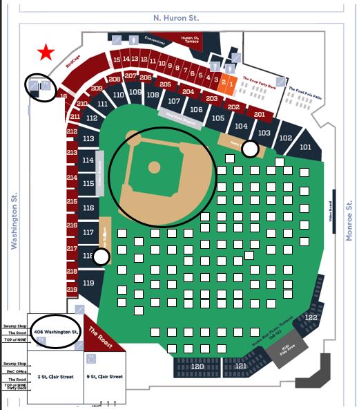 APPENDIX B Fifth Third Field Entry Diagram / Tent Layout Emergency Exit Entrance to leave and bring in Sleepover Gear Do NOT go onto Infield DIRT or GRASS TENT SETUP FIELD ENTRY POINTS Breakfast