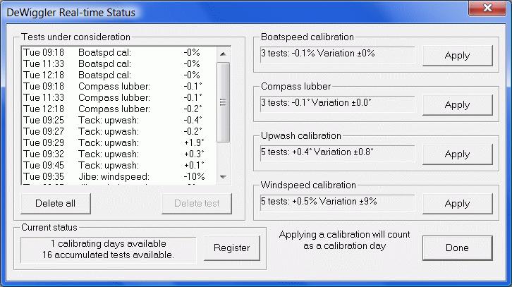 Viewing and setting Calibrations Calibration recommendations, whether by email or RTD are displayed in the View Cals dialog. The Ockam system has 7 primary calibrations.