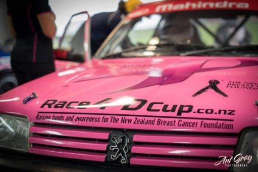RACE 4-D CUP RAISING AWARENESS FOR BREAST CANCER RESEARCH Race 4-D Cup is a 10 woman team founded by Auckland Car Club member and breast cancer survivor Bronwynne Leech.