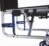 wheel locks Anti-rotation armrest bracket Painted oval cross tubes Integrated caster flow system High performance rear