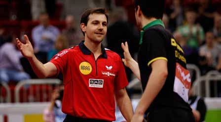 4 seed (11-9, 11-4, 11-6, 11-7), before Zhang Jike, the no.2 seed, prevailed in a much closer encounter. He overcame the host nation s Timo Boll, the no.