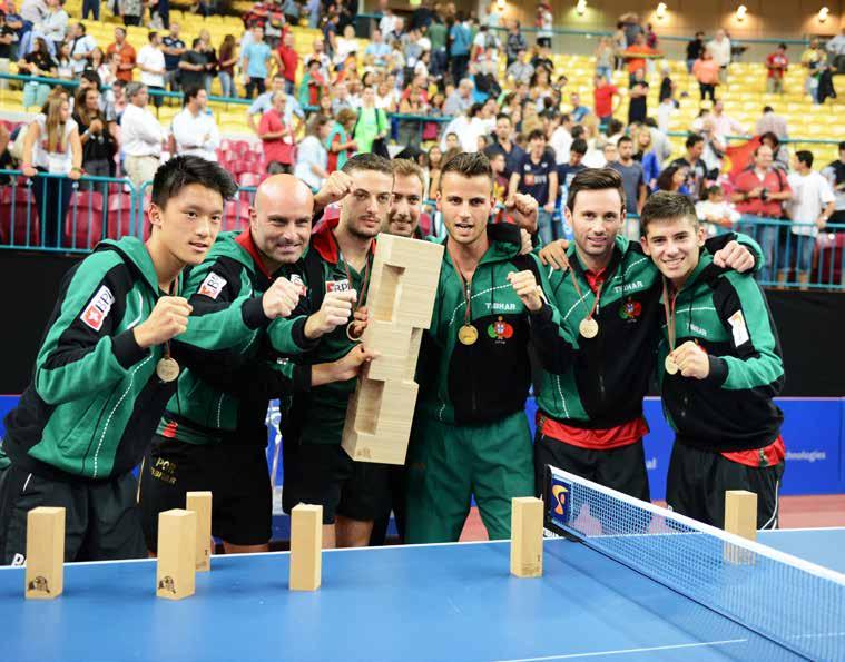 32 EUROPEAN TEAM CHAMPIONSHIP THE HERO OF THE HOUR, THE PRIDE OF PORTUGAL WAS MARCOS FREITAS Amid scenes surely never previously witnessed in table tennis arena in Lisbon; Portugal won the Men s