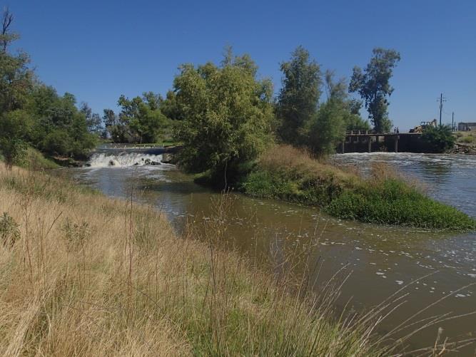 During high flows, fish easily pass over the barrier on Hunters Creek.
