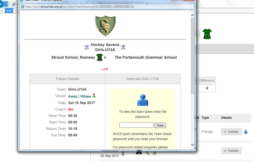 You can also access the team sheets through the same symbol if