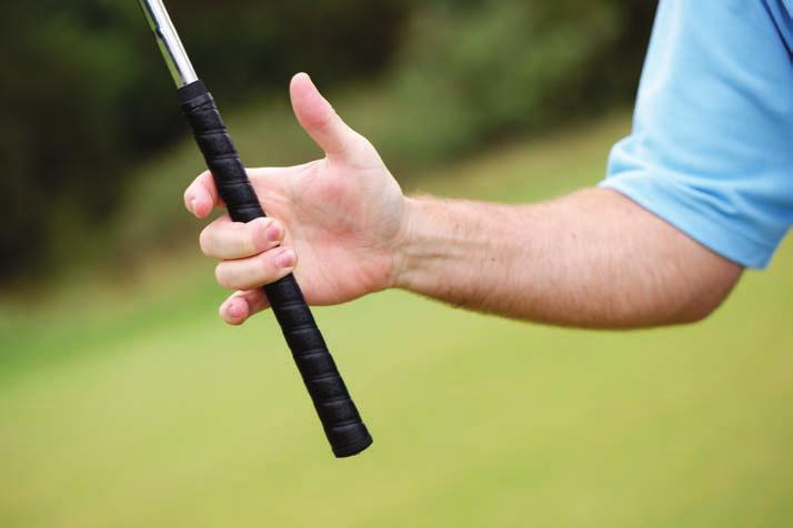 HEADING The Grip T the club quickly through the ball then your grip is perfect. Thoughts of grip pressure and knuckles become a thing of the past.