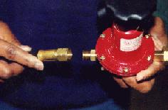 2 Attach female end of propane hose (smaller