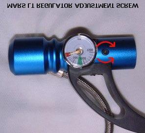 To DECREASE the pressure turn the hex-screw CLOCKWISE and fire the marker 2-3 times.