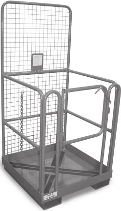 WORK PLATFORMS 3636-WP Work Platform 42" high sides 72" high back with 2" x 2" welded wire mesh Lockable swing gate Fork pockets with safety chain 36" wide x 36" deep Weight 150 lbs.