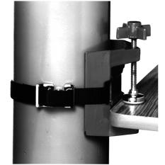 the holder is attached with bolts or lag screws using the pre-formed holes 7 inches apart. The holder can be used with cylinders from 4 to 14 inches in diameter.