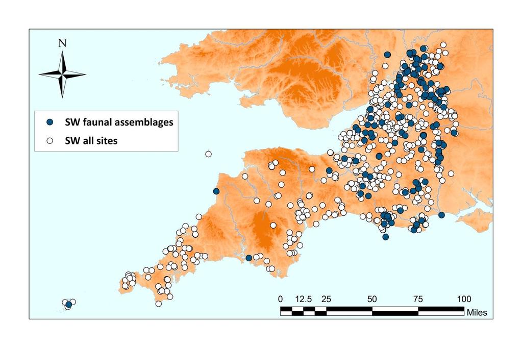 percentage of assemblages (n = 152) Wild fauna in the south-west region