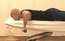 Prone extension The starting position for this exercise is to bend over at the waist so that the affected arm is hanging  While