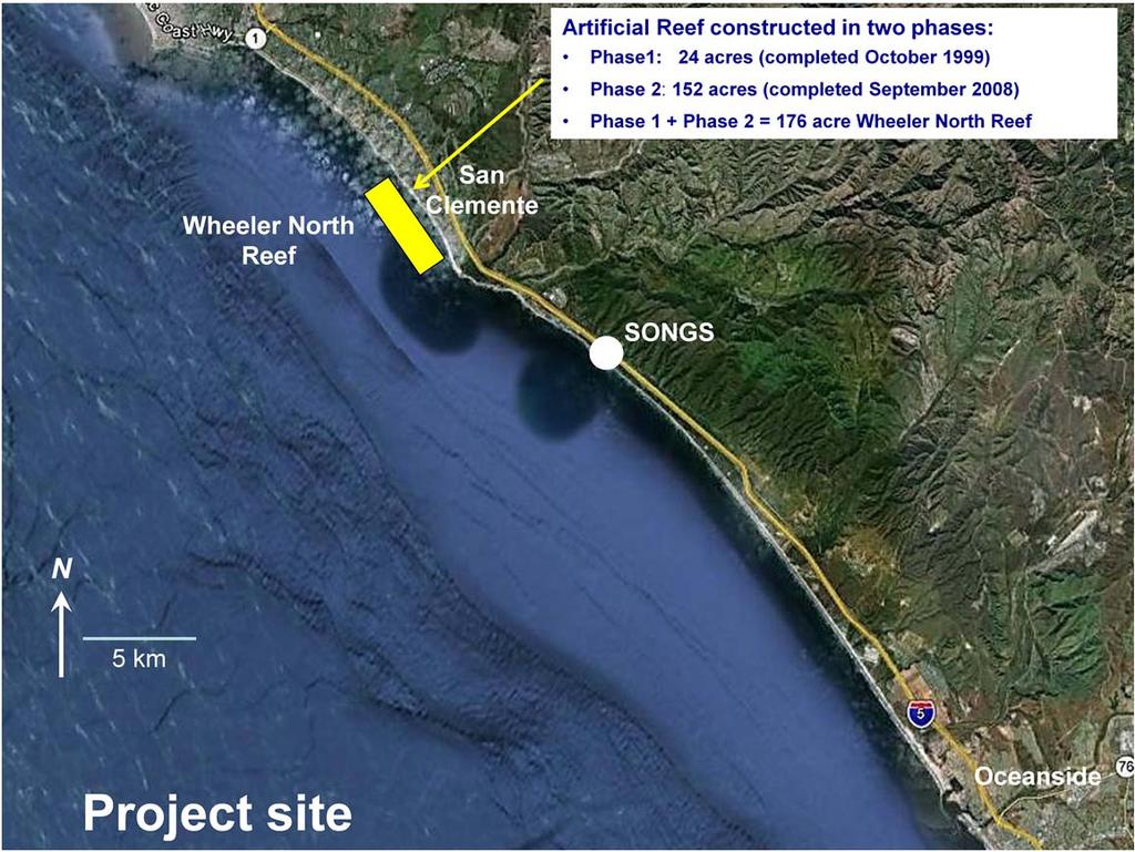 This map provides a general overview of the project site and shows the locations of the artificial reef Wheeler North Reef was constructed in 2 phases Construction of Phase 1 was completed in October