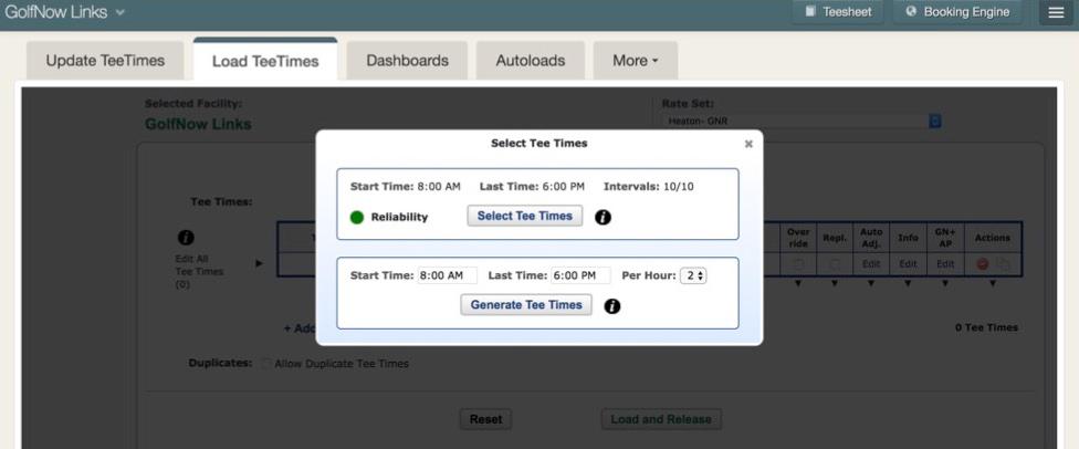 Select a rate set. 2. Click Add a Tee Time and one line will appear. Continue clicking to add more lines or use the duplicate feature once you have set up your tee time attributes. 3.