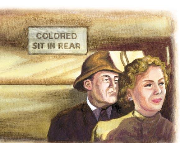Then the Robinsons could not f ind a hotel for blacks. To complete their trip, they were forced to sit at the back of a bus.