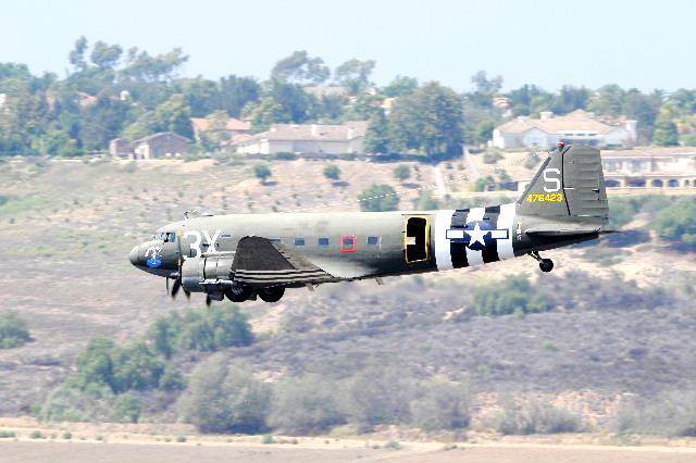 The CAF-Inland Empire Wing s Douglas C-53 Skytrooper, returning to CMA after unloading