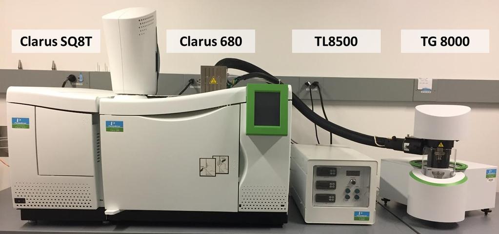 Operation of the Perkin Elmer TGA-GC/MS Summary of the TGA-GC/MS: The TGA-GC/MS allows a user to decompose a sample by heating, measure its loss of mass, and simultaneously analyze the chemical
