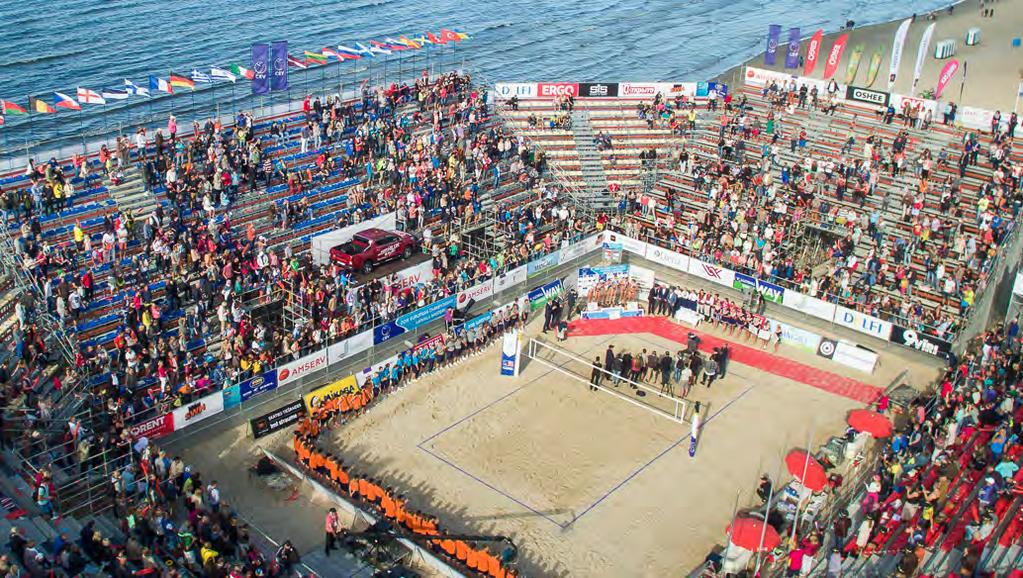 Awarding ceremony - 2016 CEV Beach Volleyball European Championship Jurmala Masters The Organiser is allowed to adapt slightly the final dimension of the podium depending on the current specific