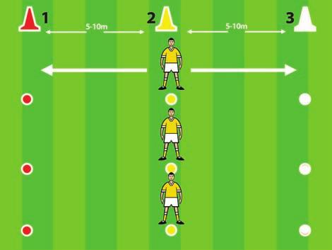 3 SESSION 2 INSTANT ACTIVITY: REACTION DRILL: The players are lined up along line 2.