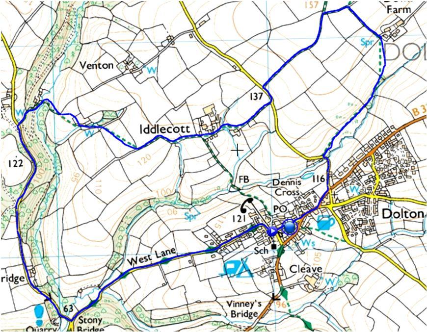 WALK 2 - Halsdon Wood, Iddlecott, Down Farm 3.5 miles, approx 1½ hours on lanes, footpaths and meadows Mostly an easy walk, about half on quiet lanes but with a couple of quite steep climbs.