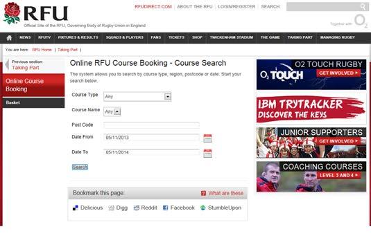 COURSE BOOKING INFORMATION Online Course Booking http://www.rfu.