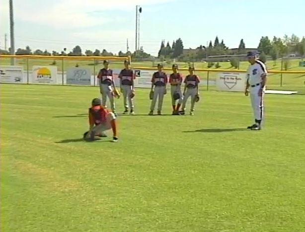 Outfielders- Ground Ball Drill Progression 14 The outfielders will line up single file in the outfield facing home plate. A coach stands at home plate with a fungo bat and balls.