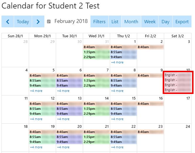Viewing your son s calendar From the Ollie front page, scroll down to the My Students section of Ollie and click the Calendar icon beneath the name of your son.