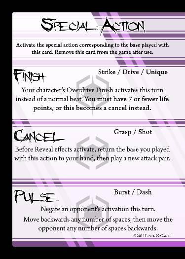 Special Actions The two special action cards are used in the complete game.