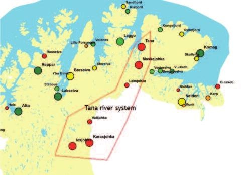 The coast of Finnmark is currently divided into 5 salmon management regions. 6.