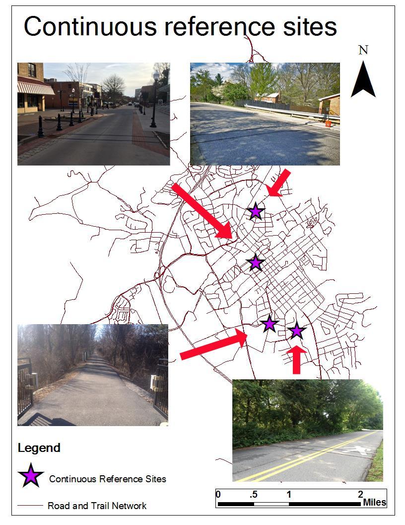 Figure 12. Continuous reference sites for bicycle and pedestrian monitoring.