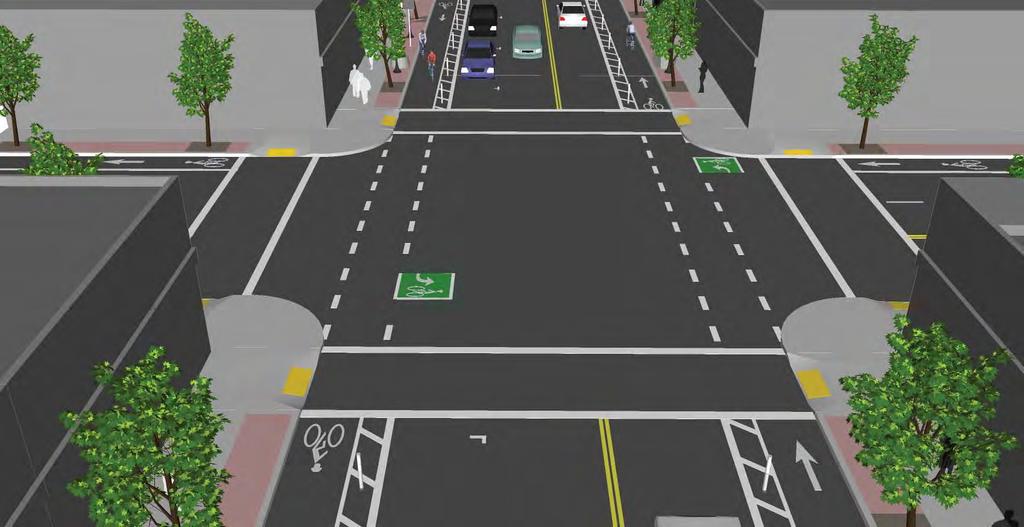 Design Typical Intersections Two At the intersection with another two way cycle track two