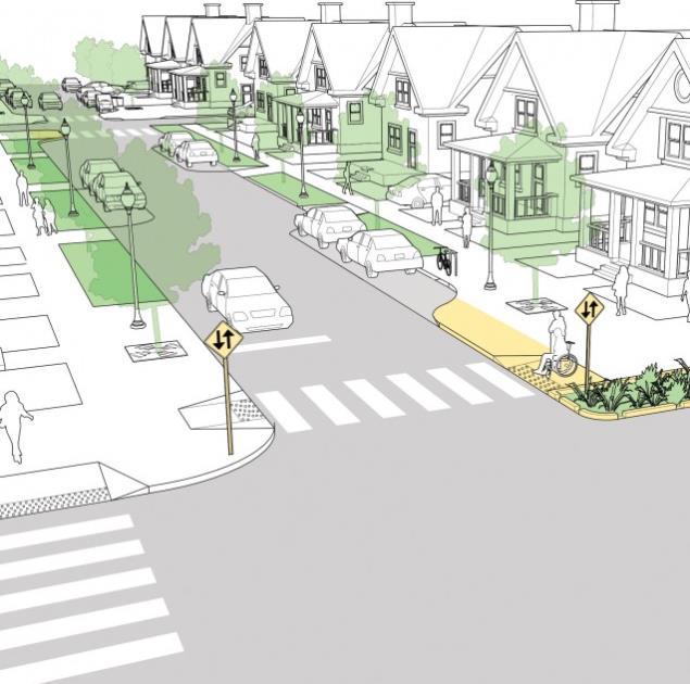 23 PROPOSED YIELD STREETED PRO ALTERNATING PARKING ON EACH SIDE OF THE ROADWAY WILL SLOW SPEEDS IN A RESIDENTIAL NEIGHBORHOOD HAS PROVEN EFFECTIVE AT REDUCING CUT THROUGH TRAFFIC
