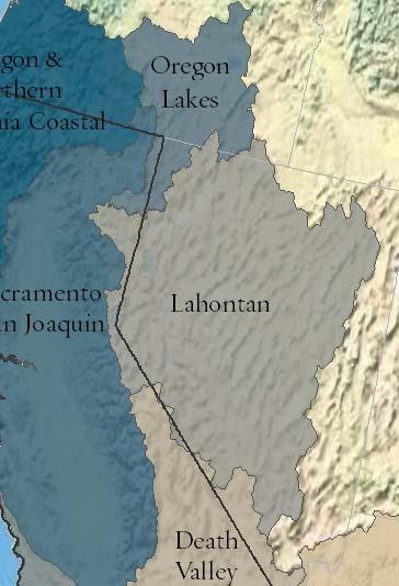 Freshwater Biodiversity in California 23 Lahontan Freshwater Ecoregion Like the Oregon Lakes freshwater ecoregion, the Lahontan Basin ecoregion is a closed drainage system that does not flow outward