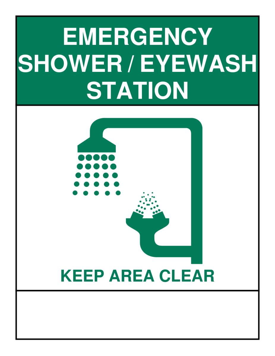 Emergency Shower/Eyewash Station The area around showers and eye washes