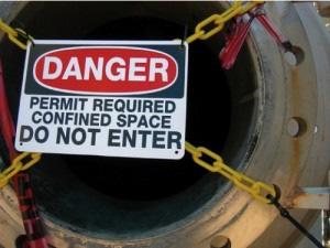 confined space must be secured with locks or