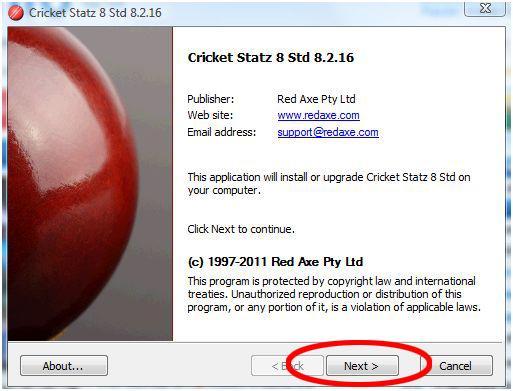 CricketStatz installer will now begin.
