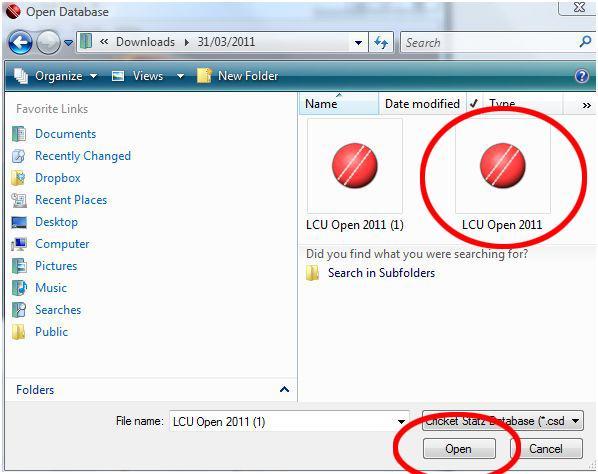 12. Find the location of the database that you downloaded from the LCU website earlier (entitled