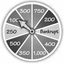 For Exercises 35 37, a game show uses a large spinner with many equal-sized sections. One section is labeled Bankrupt. If a player spins and lands on Bankrupt, she loses all of her money.