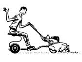 Lawn mowers Should be used only if there s a control that terminates the mower blade movement when the handle is released. Wear sturdy shoes (never sandals and never barefoot) when mowing.