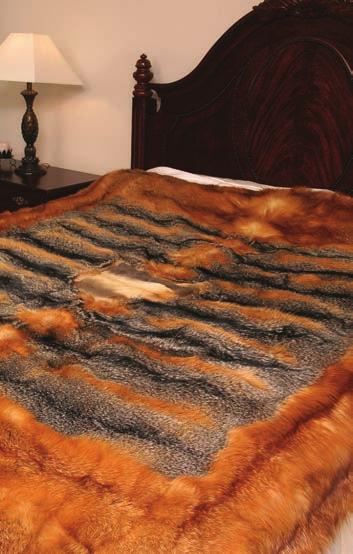 12 pelts, $550 Raccoon King Bed Spread w/tails E.