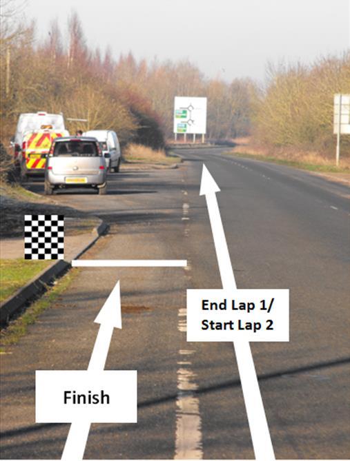 You will pass the Finish Time Keeper twice, on your first lap just ride past however when you pass for the second time i.e. the finish line - SHOUT YOUR NUMBER NICE AND LOUD!