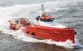 rescue duties near offshore platforms. Propulsion: single screw, diesel-direct with retractable bow thruster for standby position-keeping or as take-me-home driver.