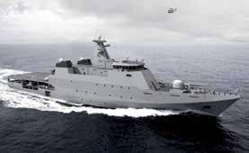 5 kn crew/facilities 50 + 40 non listed + helideck/hanger combat system/ AsuW, IMM, 2 x 9m RHIB payload propulsion CODOE 2 x 5,400 kw + 2 x 400 kw, CPP offshore patrol vessel 2600 98.0 m 14.
