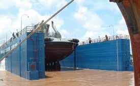 crane barge 5224 52.0 m 23.5 m depth 4.5 m draft 2.5 m crane capacity 228 t @ 8m; 26 t @ 44m crane type Liebherr LR 1400-2 floating drydock crane barge 8025 80.3 m 25.