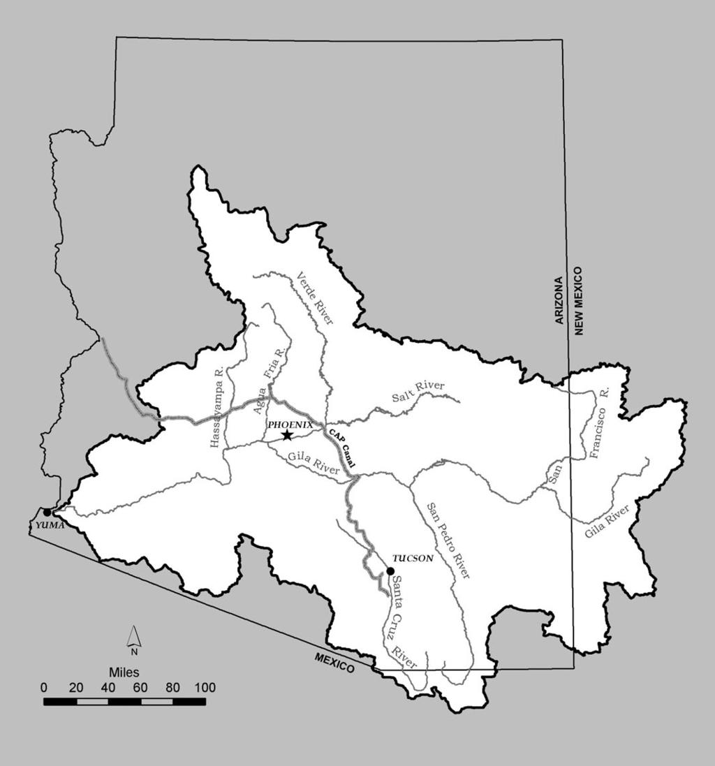 Duncan and Clarkson Figure 1 Map of the Gila River basin.