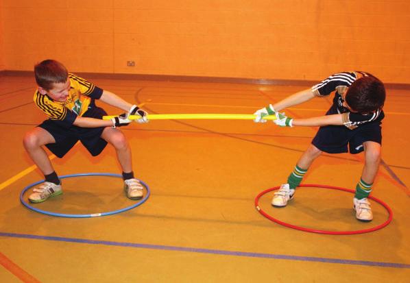 (balance / cothromaíocht) (7) tug of war Coaches Tips b In pairs, each player holds the end of a rope whilst standing inside a hoop b The aim is to pull your partner outside of their hoop b Each