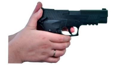 Pulling trigger not with your index finger (index finger of your strong hand is referred to as trigger finger).