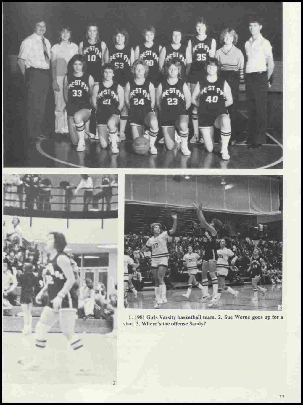 1. 1981 Girls Varsity basketball team. 2.