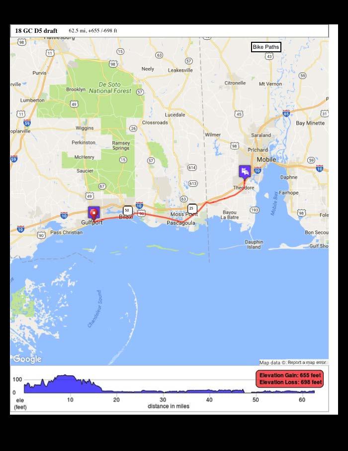 FRIDAY, MARCH 9 th MOBILE, ALABAMA TO GULFPORT, MISSISSIPPI GROUP R, 1,2, & D 63 MILES HEROTrak, HUMPDAY, SPONSOR JERSEY DAY BREAKFAST: TBD Morning Reflection: 8:30 BAG DROP: 7:45-8:30AM RIDE