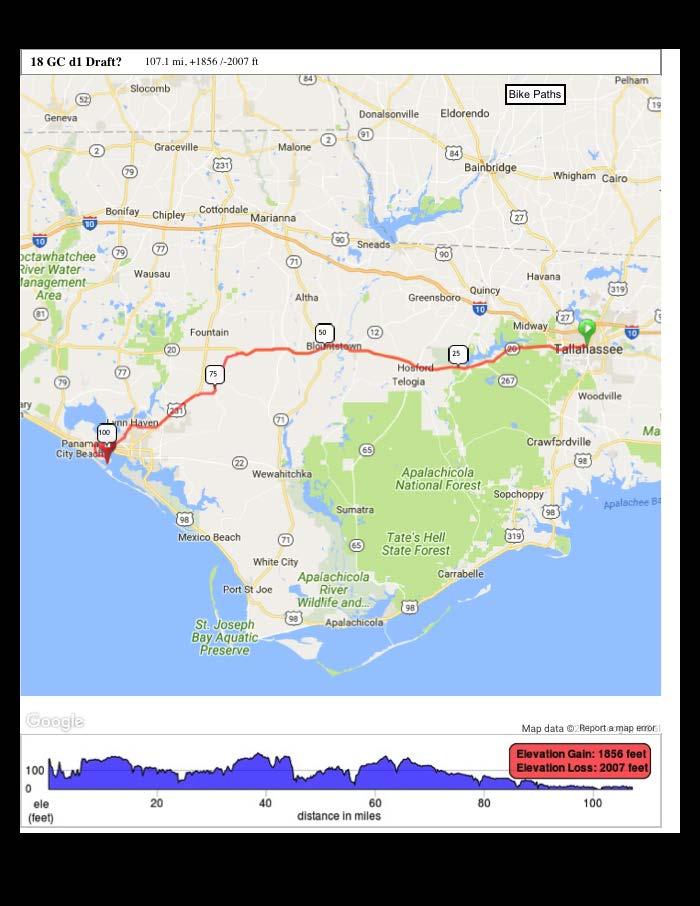 MONDAY, MARCH 5th TALLAHASSEE, FLORIDA TO PANAMA CITY, FLORIDA GROUP R 108 MILES GROUPS 1,2,